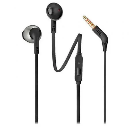 JBL Tune 205 Auriculares Intrauditivos con Micrófono, Cable Plano, Control Remoto, Jack 3.5mm, Negro, Pure Bass Sound - Ref: JBLT205BLKE JBL Tune 205 Auriculares Intrauditivos con Micrófono, Cable Plano, Control Remoto, Jack 3.5mm, Negro, Pure Bass Sound - Ref: JBLT205BLKE